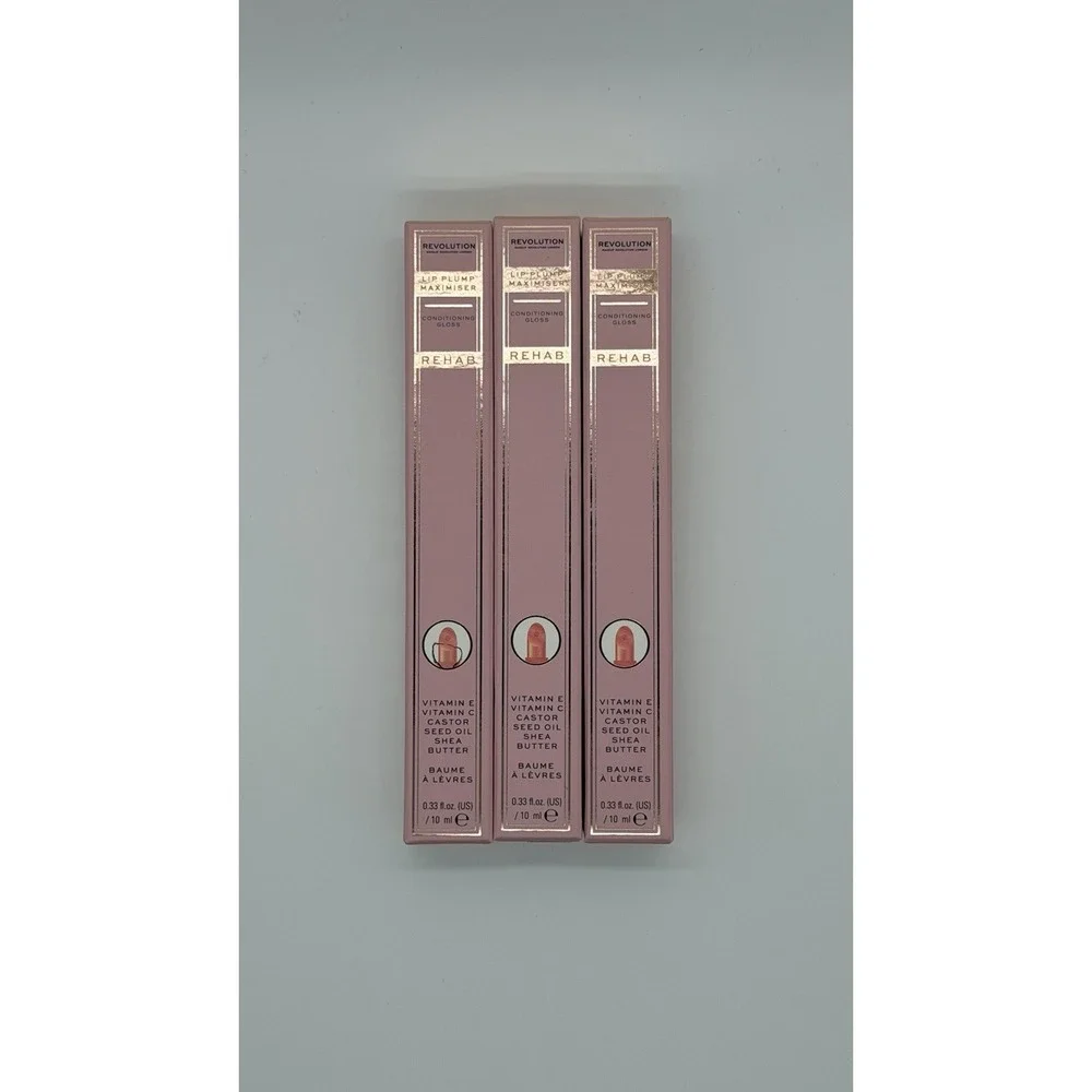 Revolution Make-Up Rehab Lip Plump Maximiser Set of 3 Conditioning Gloss NEW